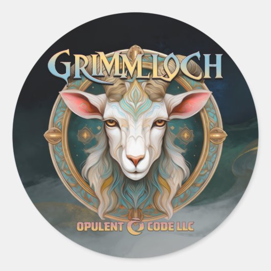 Grimmloch Geit Embleem Fantasy RPG Ronde Sticker (Voorkant)