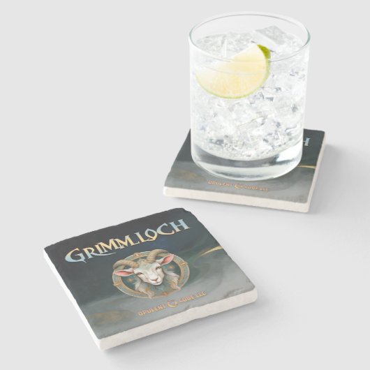 Grimmloch Geit Embleem Fantasy RPG Stenen Onderzetter (Zijkant)