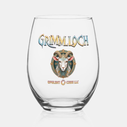 Grimmloch Geit Embleem Fantasy RPG Wijnglas Zonder Voet (Voorkant)