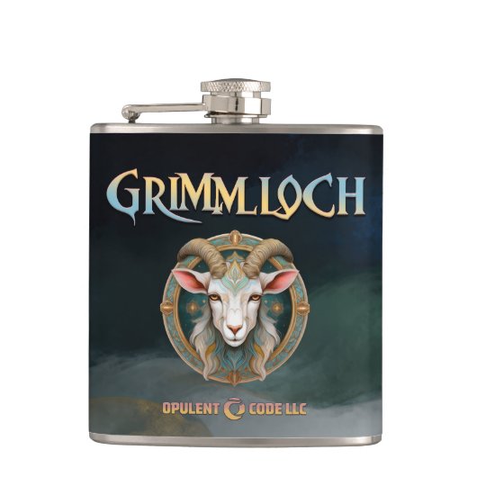 Grimmloch Geitembleem Fantasy RPG Heupfles (Voorkant)