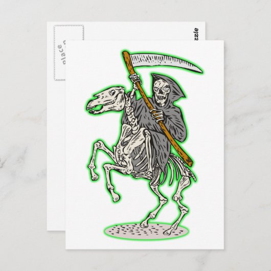 grimpapier op paard met scythe briefkaart (Voorkant / Achterkant)