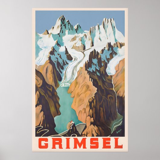 Grimsel Vintage Reisposter Print  Zwitserse Retro (Voorkant)