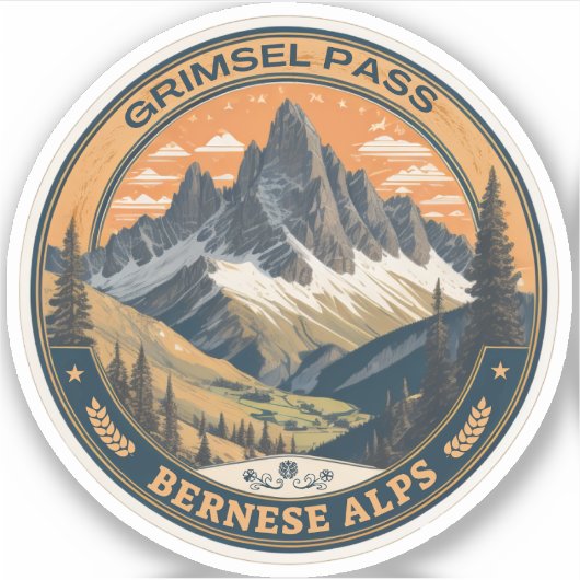 Grimselpas: Zwitserlands wandelende Alpenweg Sticker (Voorkant)