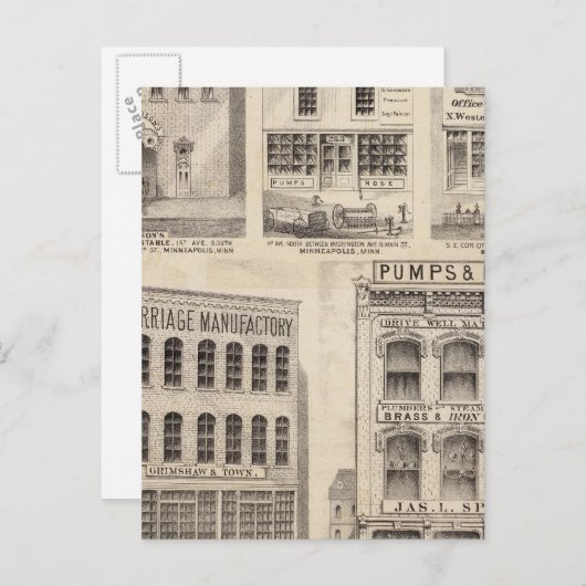 Grimshaw en Town, Minnesota Briefkaart (Voorkant / Achterkant)