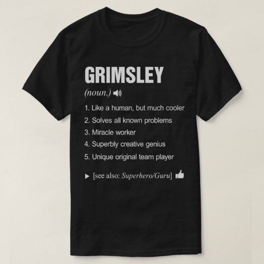 Grimsley Name Definition Retro Family Funny T-shirt (Design voorkant)