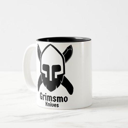 Grimsmo Knives Coffee Cup! Tweekleurige Koffiemok (Voorkant links)