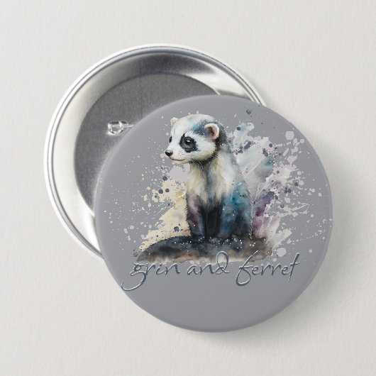Grin en Ferret Pun Ronde Button 7,6 Cm (Voorkant /achterkant)