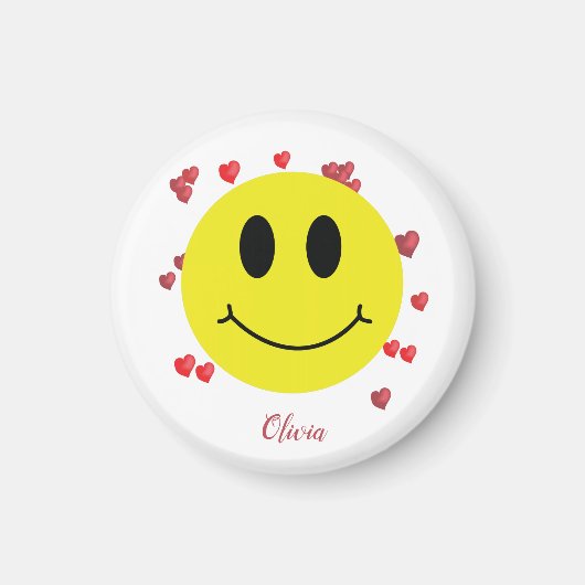 Grin Face met Red Hearts gepersonaliseerd Magneet (Voorkant)