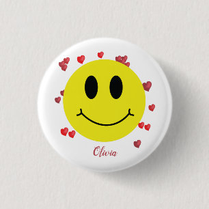 Grin Face met Red Hearts gepersonaliseerd Ronde Button 3,2 Cm