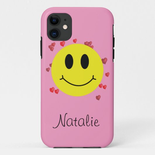 Grin Face met rood hart Case-Mate iPhone Case (Achterkant)