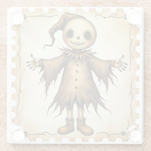 Grin & Scare It: Het Onderzetter van de Trickster Glazen Onderzetter (Achterkant)