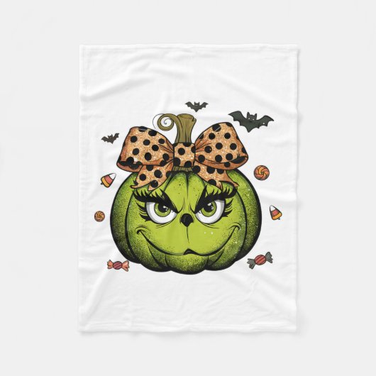 Grinc Pumpkin Coquette Pumpkin Halloween Spooky Se Fleece Deken (Voorkant)