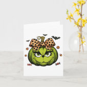 Grinc Pumpkin Coquette Pumpkin Halloween Spooky Se Kaart (Gele Bloem)