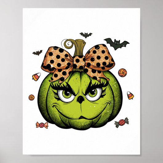 Grinc Pumpkin Coquette Pumpkin Halloween Spooky Se Poster (Voorkant)