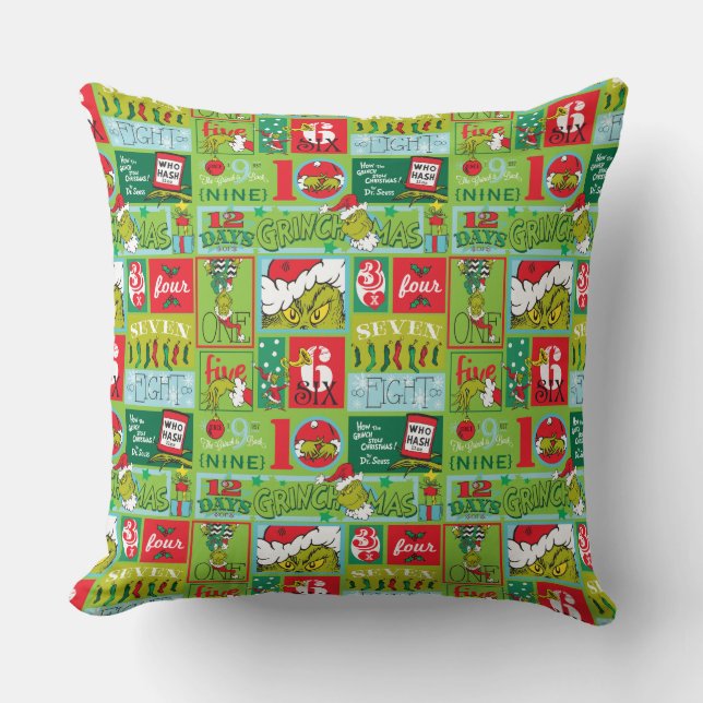 Grinch | 12 dagen van Grinchmas patroon Kussen (Voorkant)