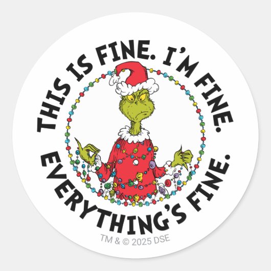 Grinch | Alles is goed Ronde Sticker (Voorkant)