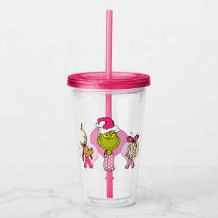 Grinch-bende in Roze Valentijnsportret Acryl Drinkbeker