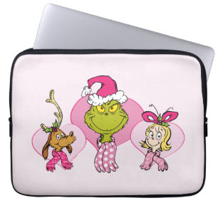 Grinch-bende in Roze Valentijnsportret Laptop Sleeve