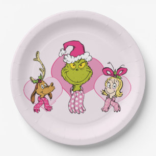 Grinch-bende in Roze Valentijnsportret Papieren Bordje