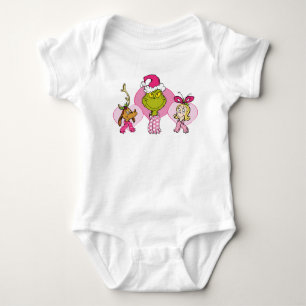 Grinch-bende in roze Valentijnsportret Romper