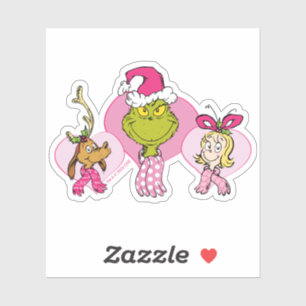 Grinch-bende in Roze Valentijnsportret Sticker
