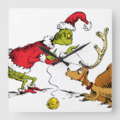 Grinch Bereidt Max de Rendier Voor Vierkante Klok (Voorkant)