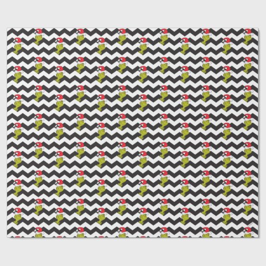 Grinch | Black & White Holiday Chevron Pattern Cadeaupapier (Vlak)