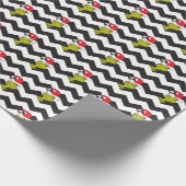 Grinch | Black & White Holiday Chevron Pattern Cadeaupapier (Hoek)