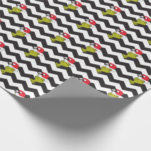 Grinch | Black & White Holiday Chevron Pattern Cadeaupapier (Hoek)