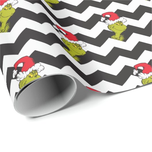 Grinch | Black & White Holiday Chevron Pattern Cadeaupapier (Rol Hoek)