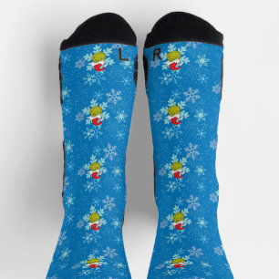 Grinch Blauw Sneeuwvlok Patroon Sokken