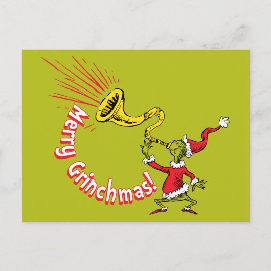 Grinch Blowing the Merry Grinchmas Horn Briefkaart (Voorkant)
