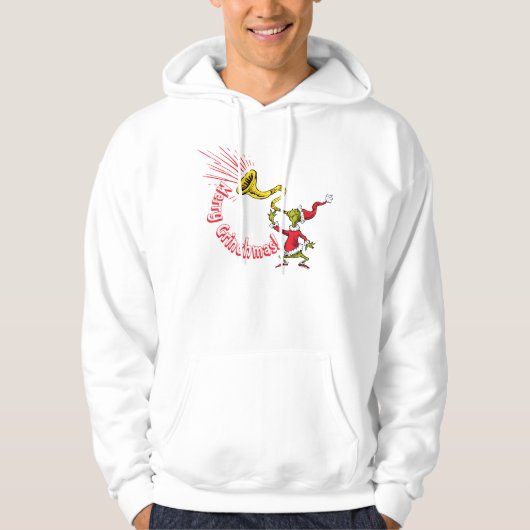 Grinch Blowing the Merry Grinchmas Horn Hoodie (Voorkant)
