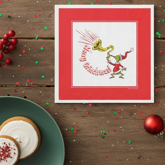Grinch Blowing the Merry Grinchmas Horn Servet