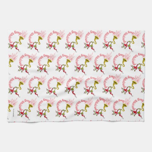 Grinch Blowing the Merry Grinchmas Horn Theedoek (Horizontaal)