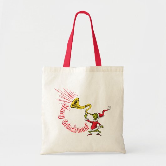 Grinch Blowing the Merry Grinchmas Horn Tote Bag (Voorkant)