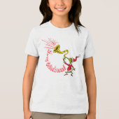 Grinch Blowing the Merry Grinchmas Horn Tri-Blend Shirt (Voorkant)