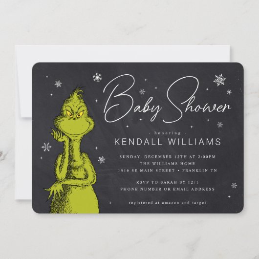 Grinch Chalkboard Baby shower (Voorkant)
