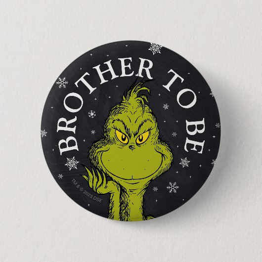 Grinch Chalkboard Baby shower | Brother To Be Ronde Button 5,7 Cm (Voorkant)