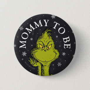 Grinch Chalkboard Baby shower   mama om te zijn Ronde Button 5,7 Cm