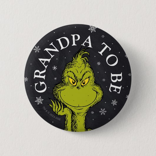 Grinch Chalkboard Baby shower | Opa Ronde Button 5,7 Cm (Voorkant)