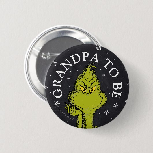 Grinch Chalkboard Baby shower | Opa Ronde Button 5,7 Cm (Voorkant /achterkant)