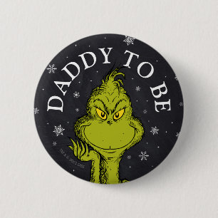 Grinch Chalkboard Baby shower   Papa zal worden Ronde Button 5,7 Cm