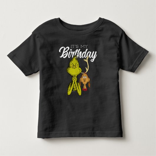 Grinch Chalkboard Het is mijn verjaardag Kinder Shirts (Voorkant)