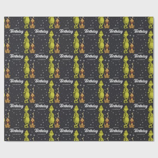 Grinch Chalkboard Verjaardag Cadeaupapier (Vlak)