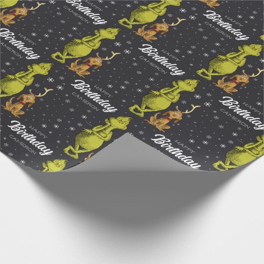 Grinch Chalkboard Verjaardag Cadeaupapier (Hoek)