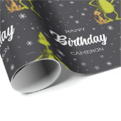 Grinch Chalkboard Verjaardag Cadeaupapier (Rol Hoek)