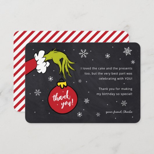 Grinch Chalkboard Verjaardag Dank u (Voorkant / Achterkant)