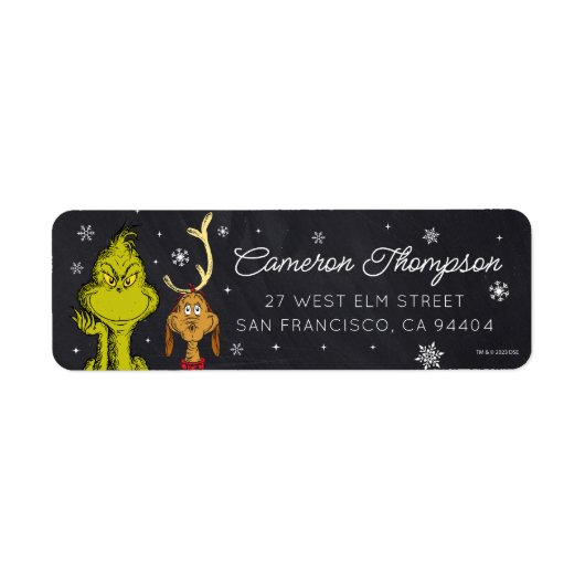Grinch Chalkboard Verjaardag Etiket (Voorkant)