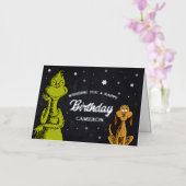 Grinch Chalkboard Verjaardag Folie Wenskaart (Orchidee)
